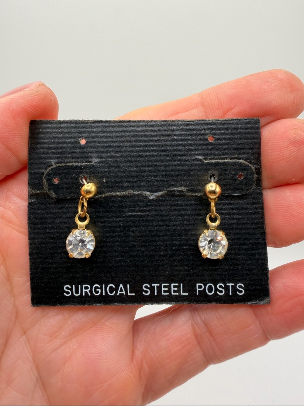 Tone Rhinestone Drop Earrings with Surgical Steel Posts